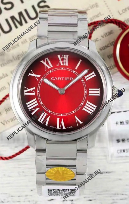 Cartier Ronde Must 36MM Swiss Quartz Red Dial 1:1 Mirror Swiss Replica Watch 