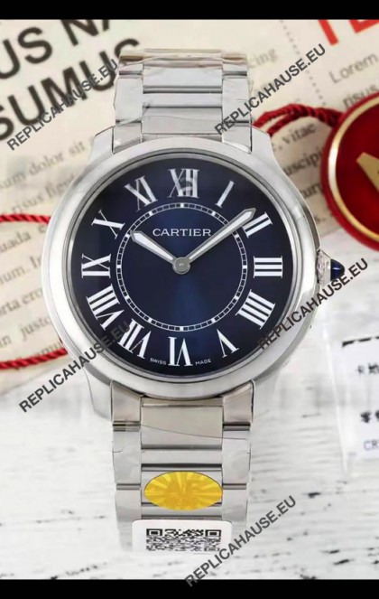 Cartier Ronde Must 36MM Swiss Quartz Blue Dial 1:1 Mirror Swiss Replica Watch 