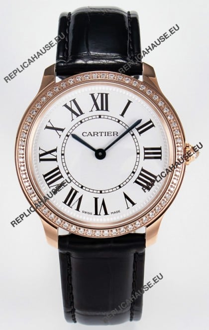 Ronde Louis Cartier Super Clone 36MM Rose Gold Watch in Swiss Quartz Movement