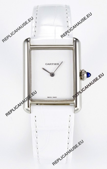 Tank Must Cartier Super Clone Edition 29MM Watch in Steel Casing White Dial 