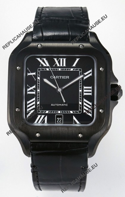 Cartier Santos De Cartier DLC Coating on Steel Black Dial Super Clone Replica 40MM Watch 