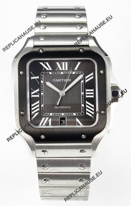 Cartier Santos De Cartier 904L Steel Grey Dial Super Clone Replica 40MM Watch 