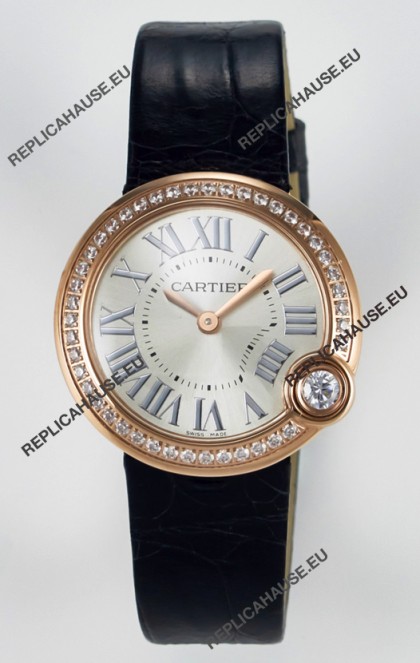 Ballon Blanc De Cartier Super Clone Watch 30MM in Rose Gold Casing