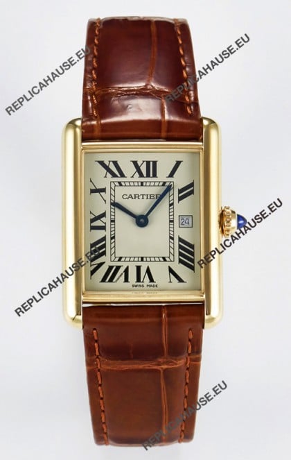 Tank Must Cartier Super Clone Edition 33.7 Watch in Yellow Gold Casing 