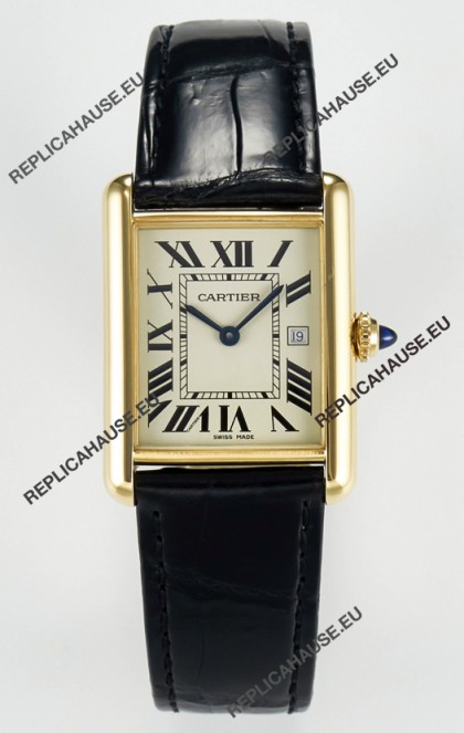Tank Must Cartier Super Clone Edition 33.7 Watch in Yellow Gold Casing 