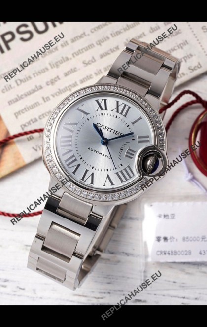 Ballon De Cartier Swiss Automatic Steel Dial Mirror Quality 33MM in Stainless Steel 