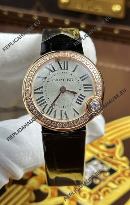 Ballon Blanc De Cartier Swiss Quartz Replica Watch in Rose Gold Casing