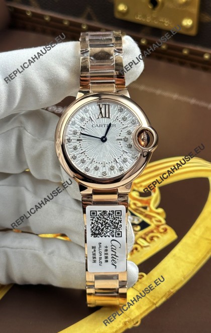 Ballon De Cartier Swiss Quartz 1:1 Mirror Quality 33MM in Rose Gold 