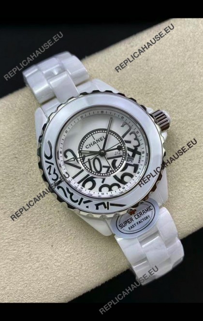 Chanel J12 Ladies White Ceramic Casing White Dial Watch 1:1 Mirror Replica Watch
