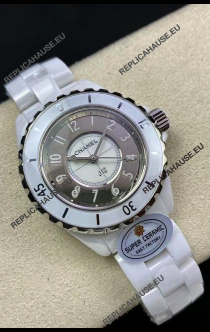 Chanel J12 Ladies White Ceramic Casing 2 Tone Dial Watch 1:1 Mirror Replica Watch