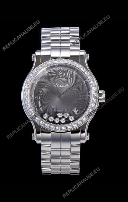 Chopard Happy Sport 1:1 Mirror Swiss Automatic Replica Watch 36MM in 904L Steel Casing Grey Dial