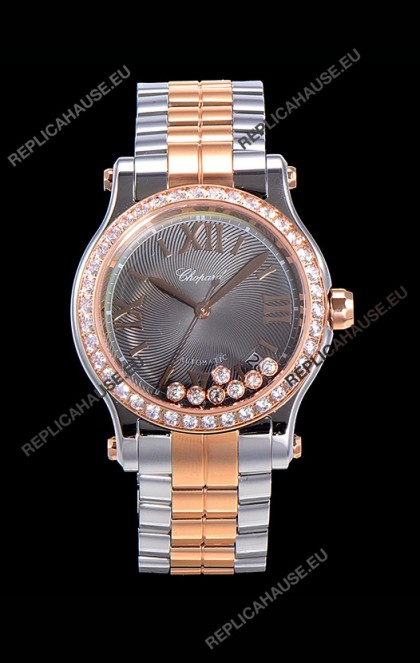 Chopard Happy Sport 1:1 Mirror Swiss Automatic Replica Watch 36MM Two Tone Rose Gold Casing