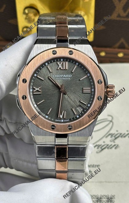 Chopard Alpine Eagle Two Tone Rose Gold Grey Dial Super Clone Replica Watch 