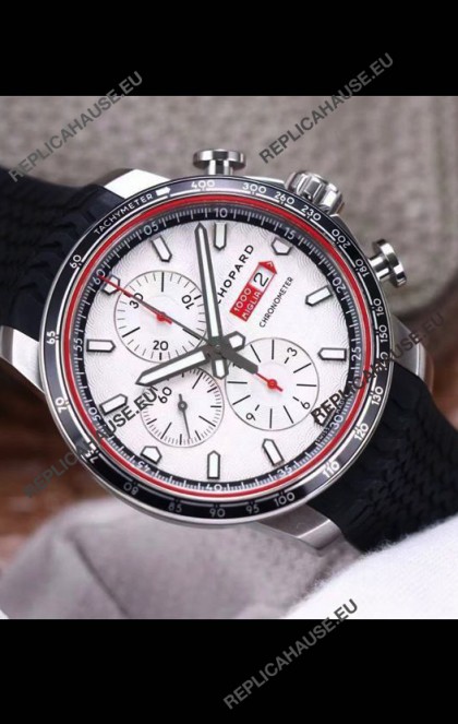 Chopard Classic Racing Chronograph 1:1 Mirror Replica Watch in Steel Casing - White Dial