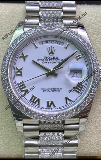 Rolex Day Date Presidential M128349RBR-0026 904L Steel 36MM - White Roman Dial 1:1 Mirror Quality