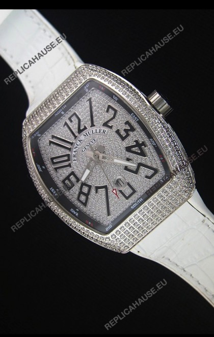 Franck Muller Vanguard Swiss Replica Watch in Diamonds Encrusted Dial