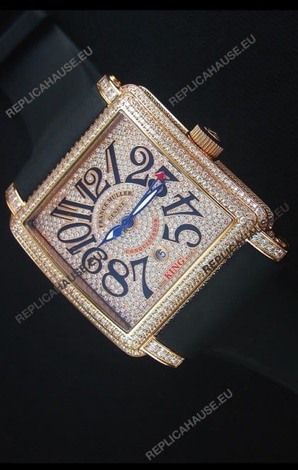 Franck Muller Conquistador King Automatic Watch in Pink Gold with Nylon Strap