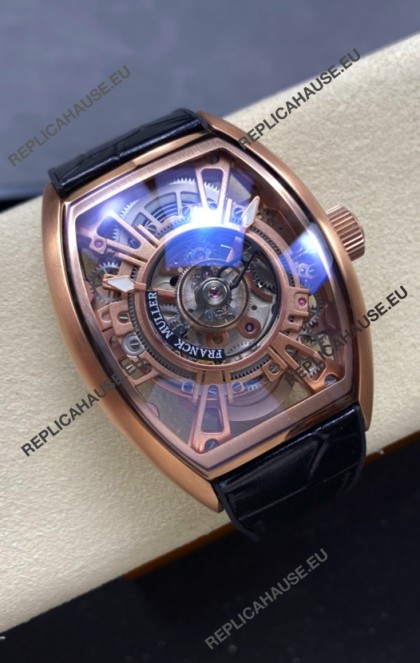 Franck Muller Curvex Grand Central Tourbillon Rose Gold Casing Watch in 1:1 Mirror Replica Watch