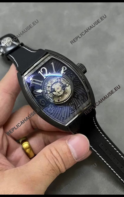 Franck Muller Curvex Grand Central Tourbillon Black Carbon Casing Watch in 1:1 Mirror Replica Watch 