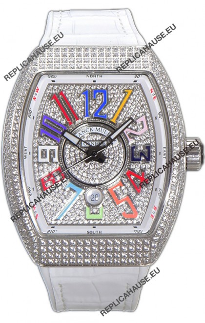 Franck Muller Vanguard V45 Diamonds Dial/Casing - Color Dreams Markers Swiss Watch 