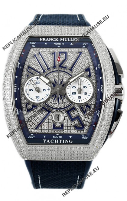 Franck Muller Vanguard V45 Chronograph 904L Steel Diamonds Embedded Dial Swiss Replica