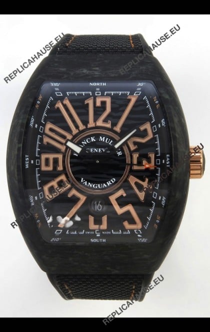 Franck Muller Super Clone Vanguard V45 Racing Carbon Watch in Nylon Strap