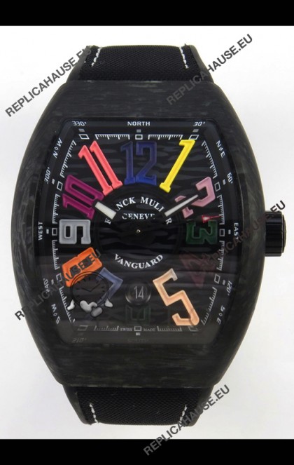Franck Muller Super Clone Vanguard V45 Racing Carbon Watch in Nylon Strap