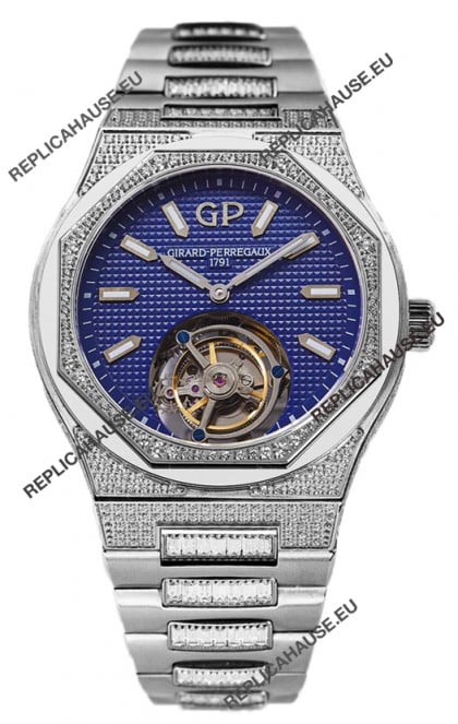 Girard Perregaux Laureato Tourbillon 1:1 Blue Dial Mirror Swiss Replica Watch 