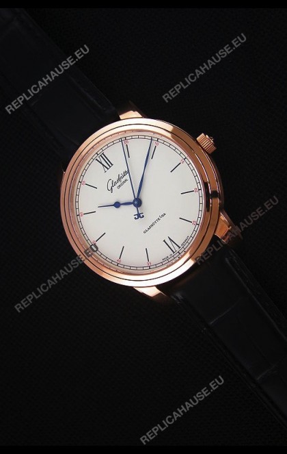 Glashuette Senator Excellence Cream Dial Rose Gold Case Swiss Watch