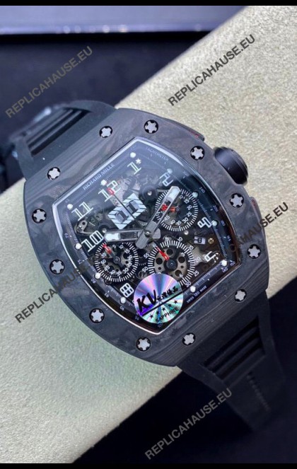 Richard Mille RM011 Felipe Massa 1:1 Mirror Quality One Piece Black Forged Carbon Case Watch
