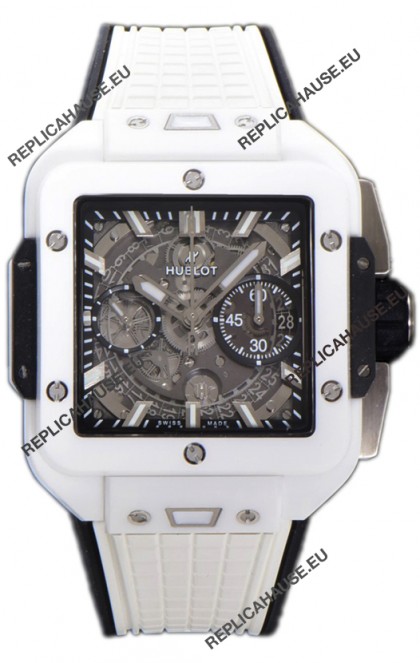 Hublot Square Bang Unico White Ceramic Casing Chronograph Watch 1:1 Mirror Replica