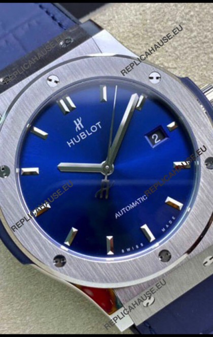 Hublot Classic Fusion 1:1 Mirror Replica Swiss Watch in 904L Steel Casing Blue Dial 42MM