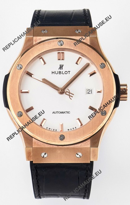 Hublot Super Clone Classic Fusion Rose Gold 42MM 1:1 Mirror Replica Watch White Dial