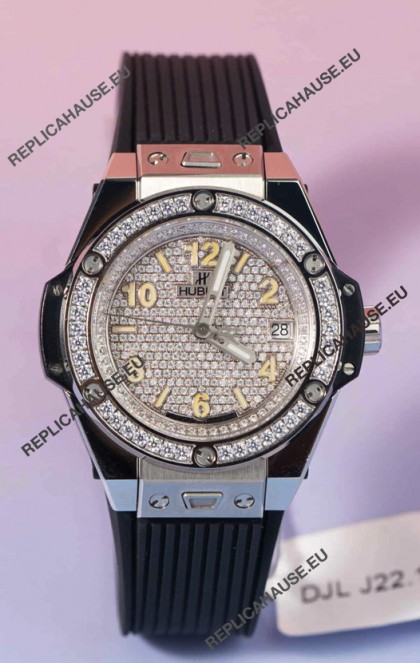 Hublot Big Bang One Click Mossanites Paved Dial Swiss Replica Watch