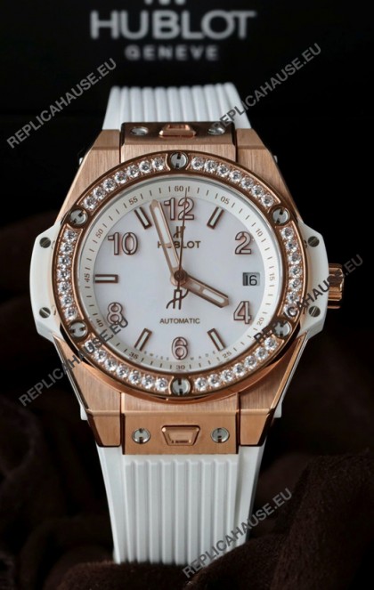 Hublot Big Bang One Click King White Dial Rose Gold Swiss Replica Watch 39MM