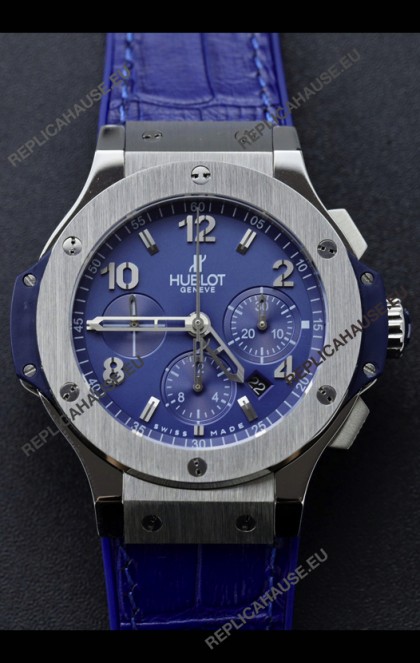 Hublot Super Clone Big Bang Edition Watch in Titanium Casing Blue Dial 1:1 Mirror Replica