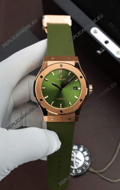 Hublot Super Clone Classic Fusion Titanium Rose Gold Green Dial 42MM Watch