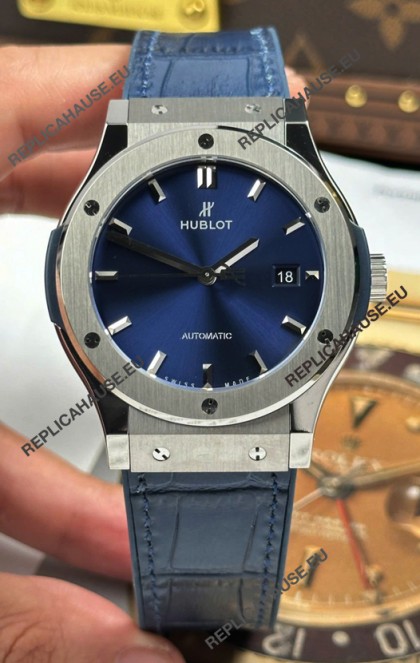 Hublot Super Clone Classic Fusion Titanium Blue Dial 42MM Watch