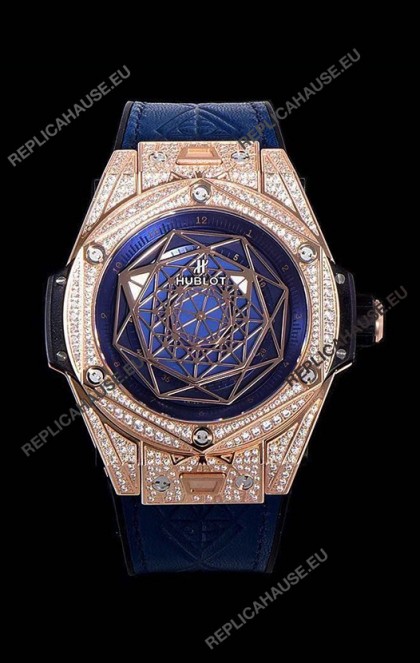 Hublot Big Bang One Click Sang Bleu 1:1 Mirror Replica in Rose Gold Casing 45MM - Blue Dial