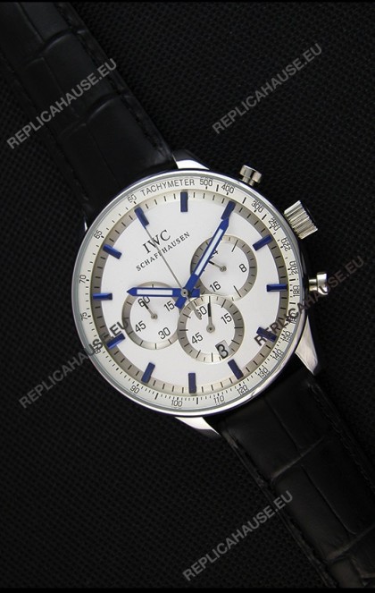 IWC Schaffhausen Japanese Replica Watch Quartz Movement in White Dial 