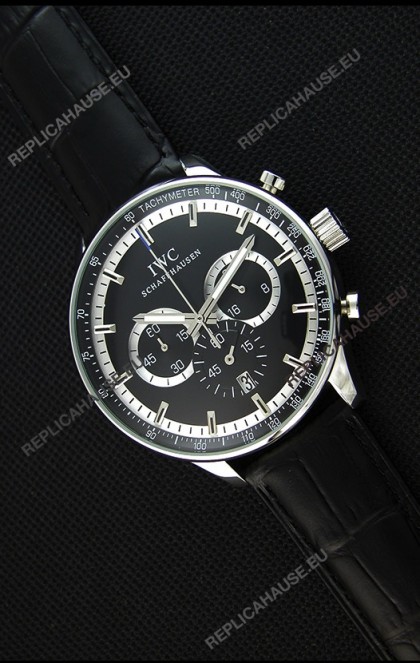 IWC Schaffhausen Japanese Replica Watch Quartz Movement in Black Dial 