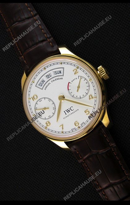 IWC Portugieser Annual Calender White Dial Yellow Gold IW503502 1:1 Mirror Replica 
