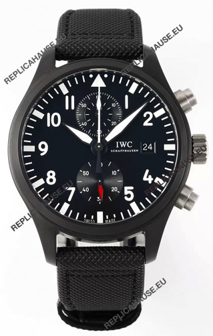 IWC Pilot's Chronograph Top Gun Ceramic IW389001 1:1 Mirror Replica in Black Dial