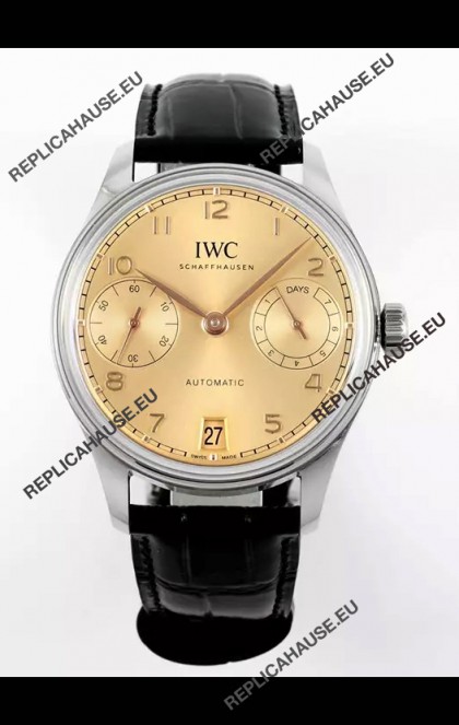 IWC Super Clone Portugieser Swiss 1:1 Mirror Replica Watch Champange Dial Steel Case Watch