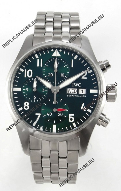 IWC Super Clone Pilot Chronograph Edition Green Dial Swiss Replica Watch 