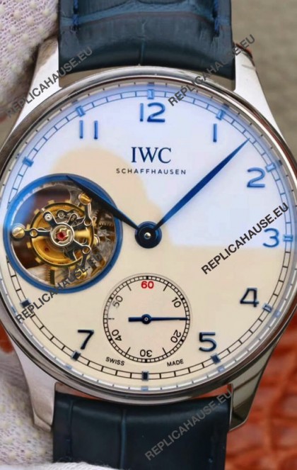 IWC Portuguese Genuine Swiss Tourbillon Movement Watch in White Dial