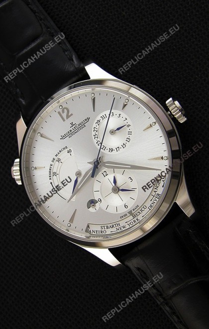 Jaeger LeCoultre Master Geographic Power Reserve Steel Case Steel Dial Swiss Replica Watch 