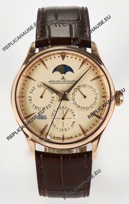 Jaeger LeCoultre Super Clone Master Ultra-Thin Perpetual Calendar Cream Dial Watch
