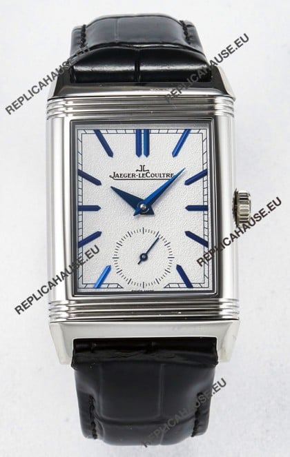 Jaeger-LeCoultre Reverso Super Clone DuoFace Blue/White Steel Replica Watch 