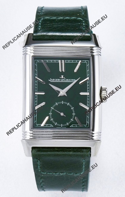 Jaeger-LeCoultre Reverso Super Clone DuoFace Green/White Steel Replica Watch 